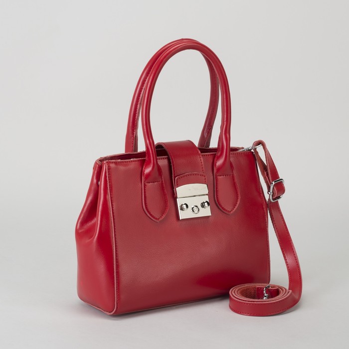 Сумка женская, отдел на молнии, с расширением, наружный карман, длинный ремень, цвет красный