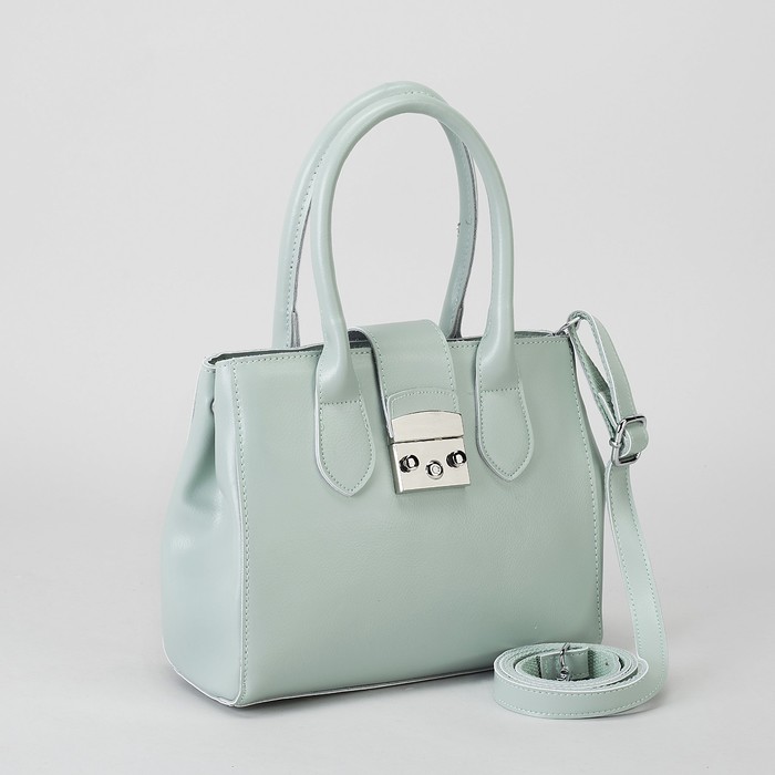 Сумка женская, отдел на молнии, с расширением, наружный карман, длинный ремень, цвет мятный