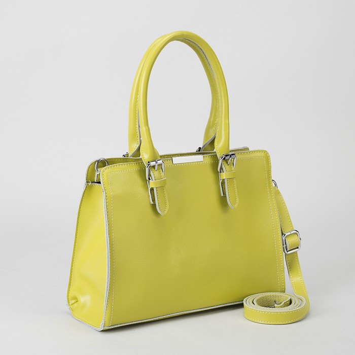 Сумка женская, отдел с перегородкой, наружный карман, длинный ремень, цвет лимонный