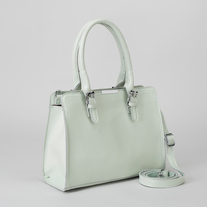 Сумка женская, отдел с перегородкой, наружный карман, длинный ремень, цвет мятный