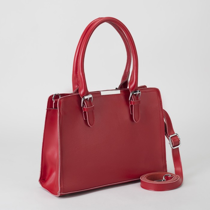 Сумка женская, отдел с перегородкой, наружный карман, длинный ремень, цвет красный