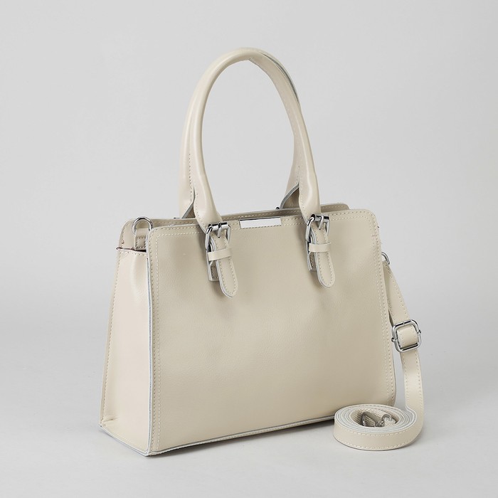 Сумка женская, отдел с перегородкой, наружный карман, длинный ремень, цвет бежевый