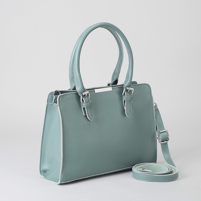 Сумка женская, отдел с перегородкой, наружный карман, длинный ремень, цвет тёмный мятный