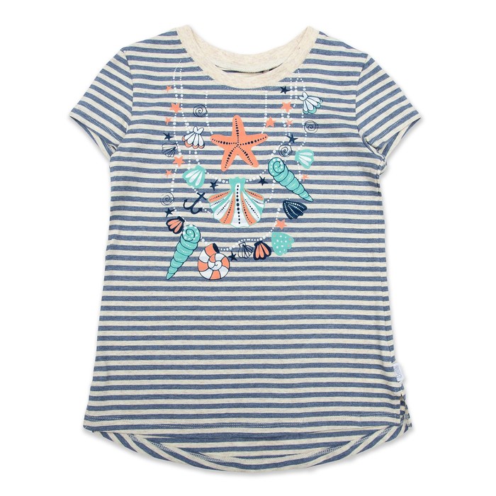 Футболка для девочки, рост 110 см, цвет синий рисунок ФБ535