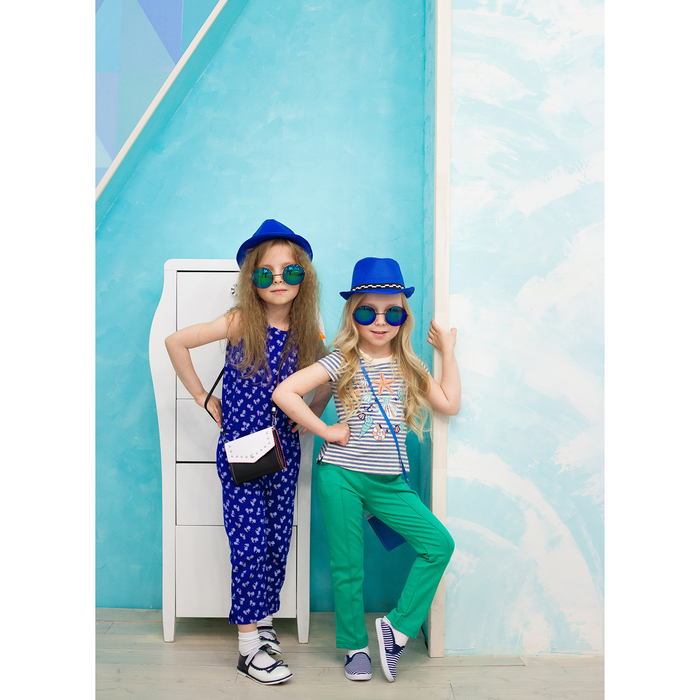 Футболка для девочки, рост 110 см, цвет синий рисунок ФБ535