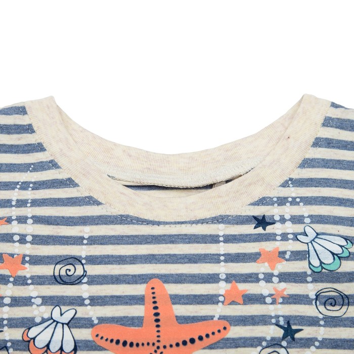 Футболка для девочки, рост 128 см, цвет синий рисунок ФБ535