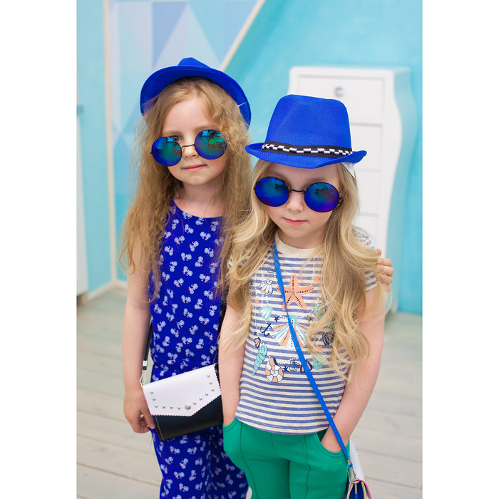 Футболка для девочки, рост 128 см, цвет синий рисунок ФБ535