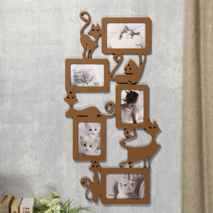 Фоторамка-коллаж "Кошки" 5 фото шимо светлый