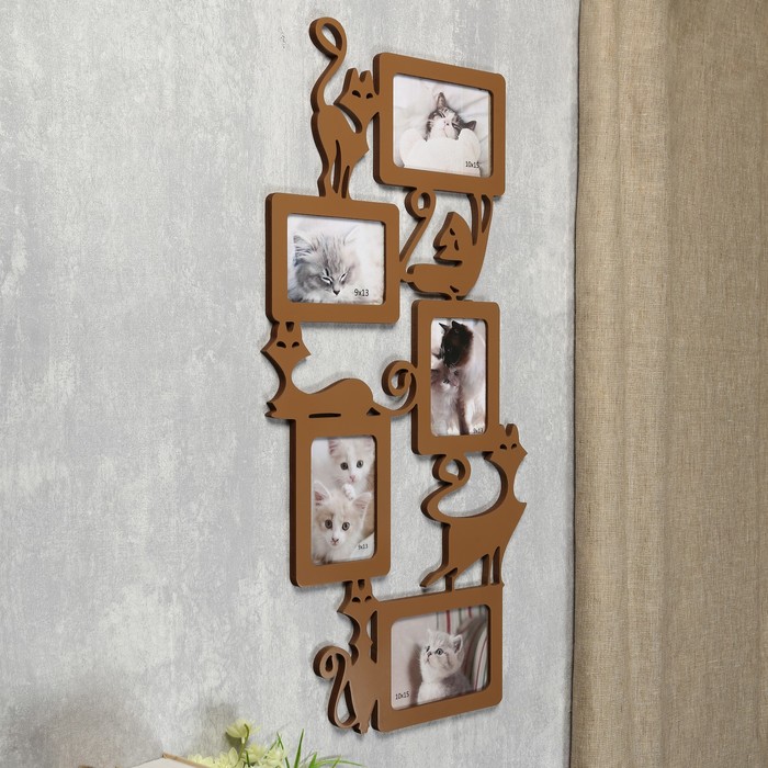 Фоторамка-коллаж "Кошки" 5 фото шимо светлый