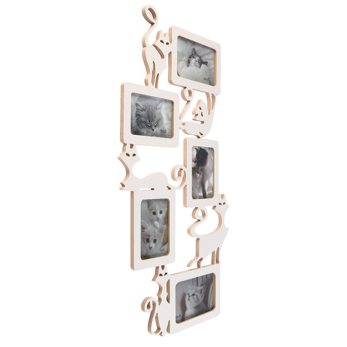 Фоторамка-коллаж "Кошки" 5 фото белый