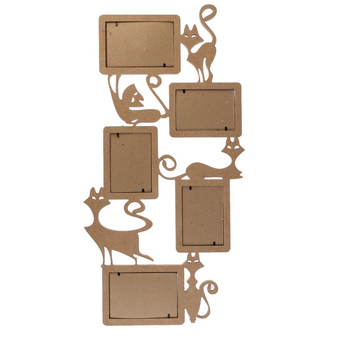 Фоторамка-коллаж "Кошки" 5 фото белый