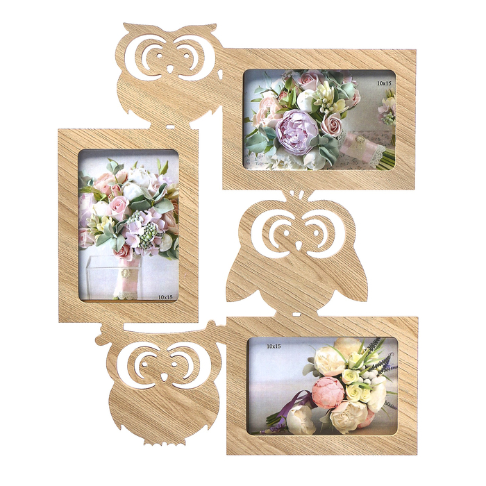 Фоторамка-коллаж "Совы" 3 фото шимо светлый