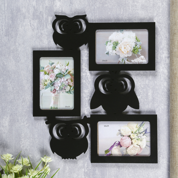 Фоторамка-коллаж "Совы" 3 фото венге