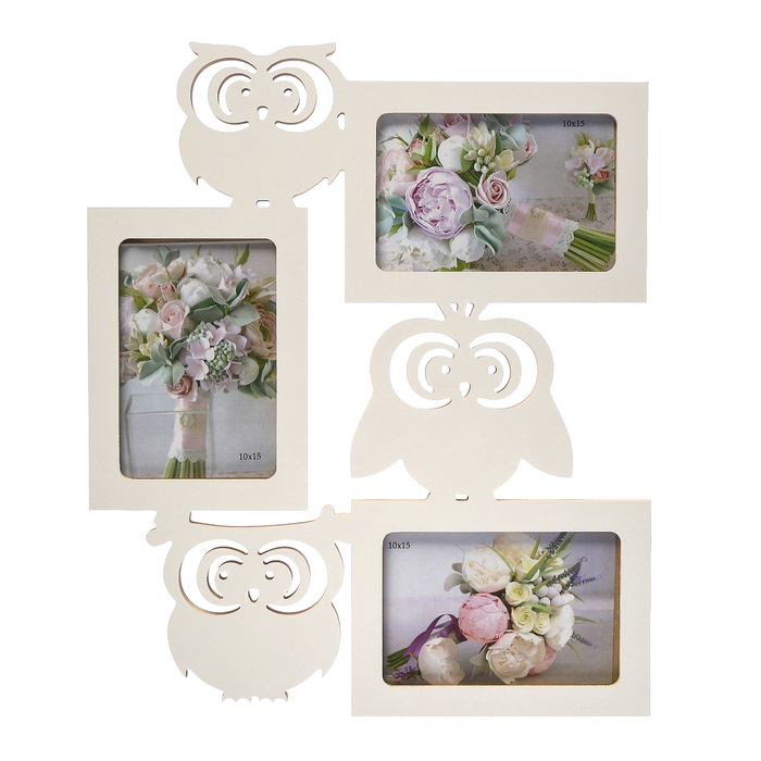 Фоторамка-коллаж "Совы" 3 фото белый