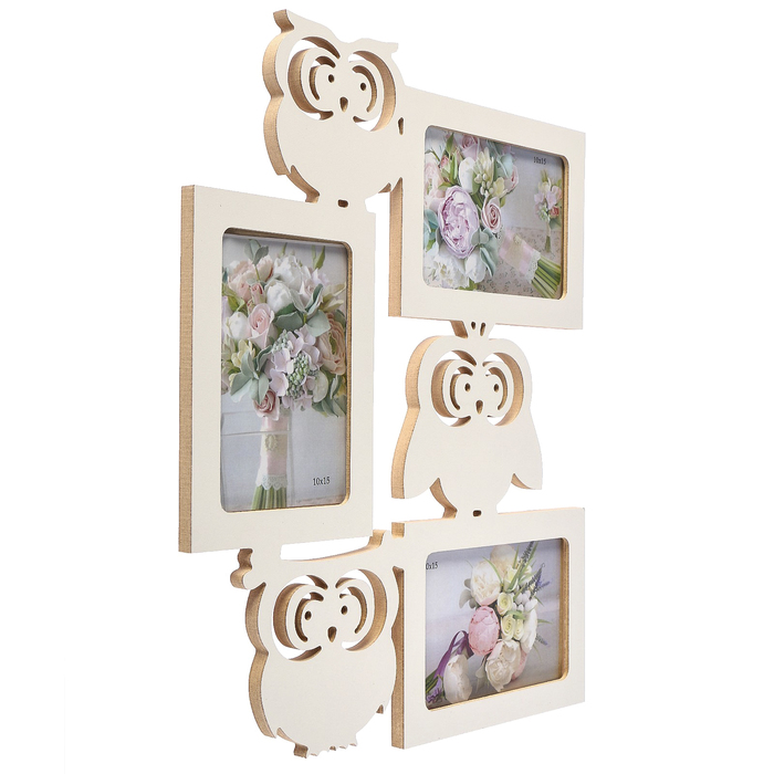 Фоторамка-коллаж "Совы" 3 фото белый