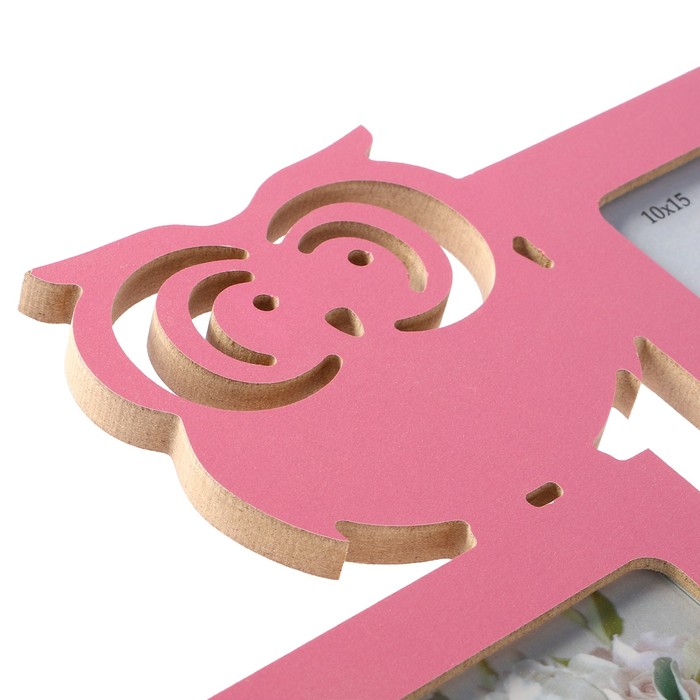 Фоторамка-коллаж "Совы" 3 фото розовый