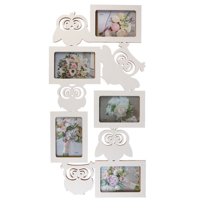 Фоторамка-коллаж "Совы" 5 фото белый
