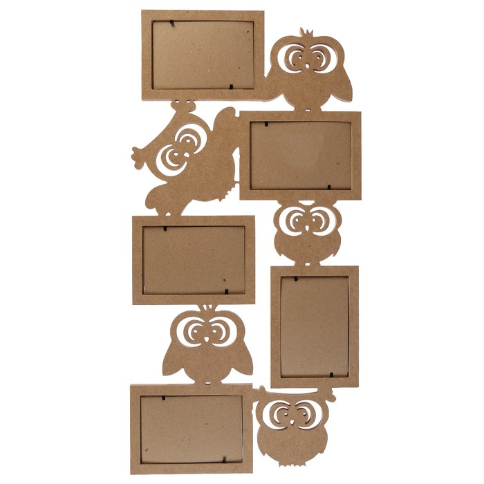 Фоторамка-коллаж "Совы" 5 фото белый