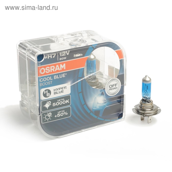 Лампа автомобильная Osram Cool Blue Boost 5000К, H7, 12 В, 80 Вт набор 2 шт лампа автомобильная osram cool blue intense h16 12 в 19 вт 64219cbi