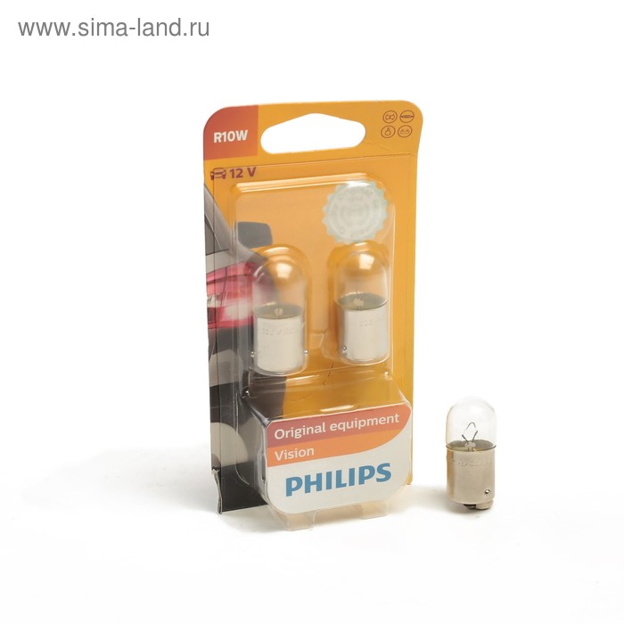 

Автолампа Philips, R10W (BA15s), 12В , 12814 B2, 2 шт.