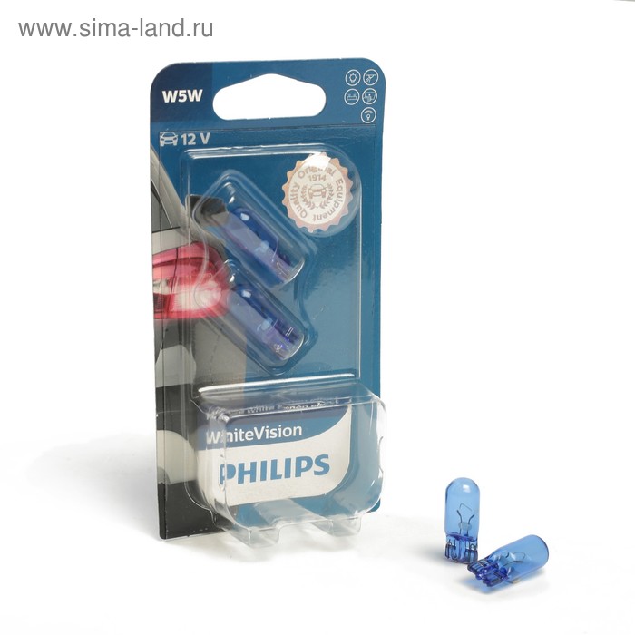 

Автолампа PHILIPS White Vision, W5W (BA9s), 12 В, 12961 NBV B2, 2шт.