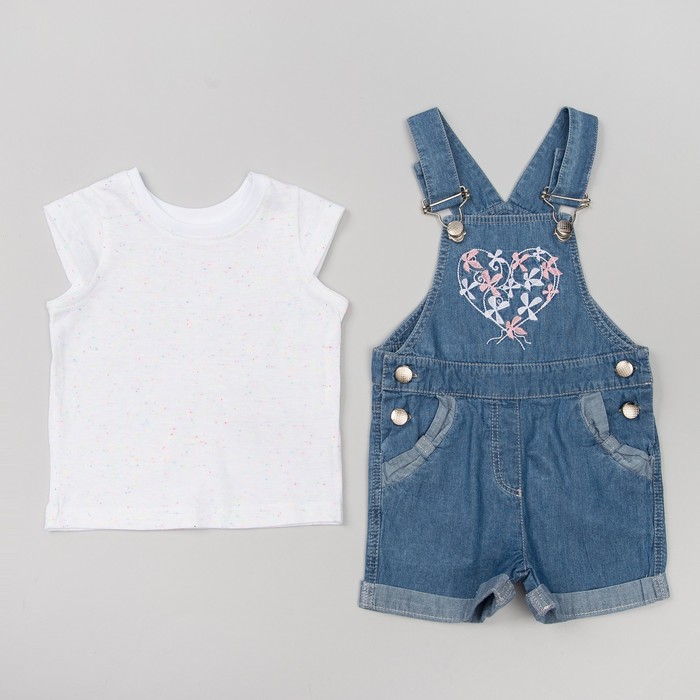 Комплект для девочки, рост 68 см, цвет голубой с белым КП173 _М