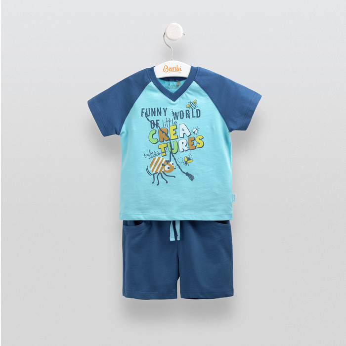 Костюм для мальчика, рост 80 см, цвет голубой с синим КС553 _М