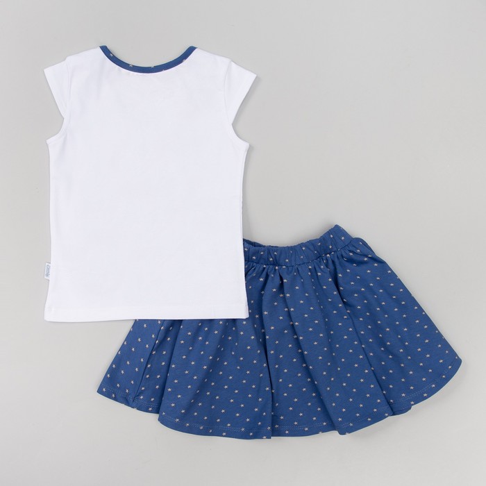 Костюм для девочки, рост 98 см, цвет синий с белым рисунком КС550