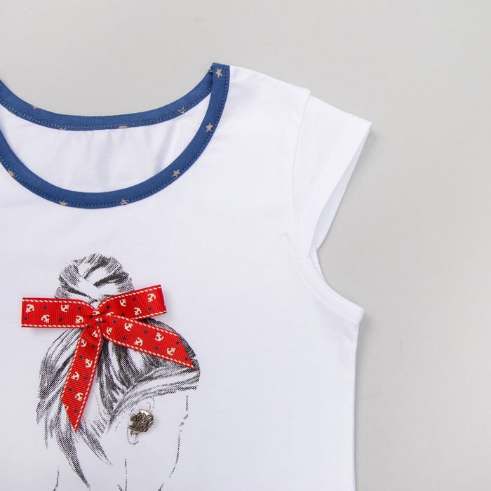 Костюм для девочки, рост 98 см, цвет синий с белым рисунком КС550