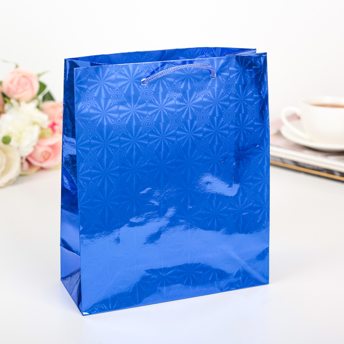 Пакет голография, цвет синий, рисунок МИКС, 18 х 21 х 7 см