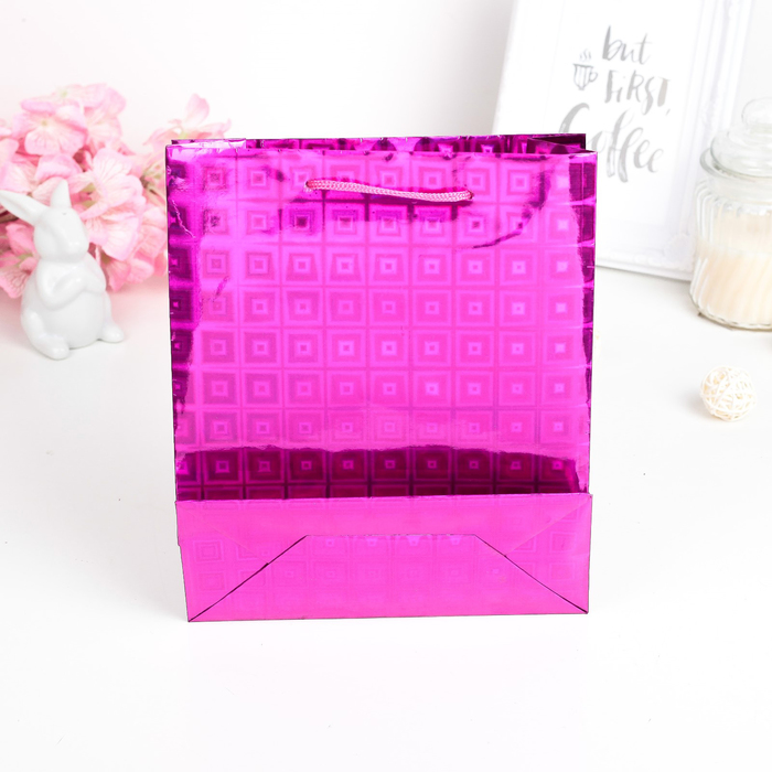 Пакет голография, цвет сиреневый, рисунок МИКС, 18 х 21 х 7 см