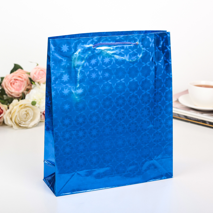 Пакет голография, цвет синий, рисунок МИКС, 23 х 27 х 8 см