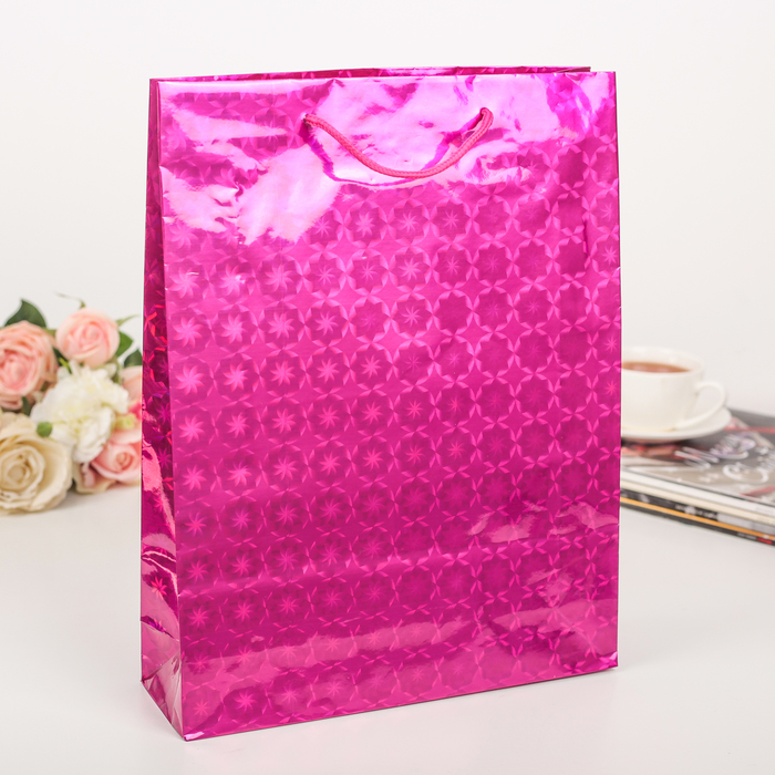 Пакет голография, цвет сиреневый, рисунок МИКС, 26 х 34 х 8 см