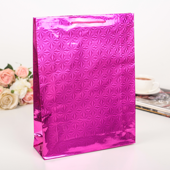 Пакет голография, цвет сиреневый, рисунок МИКС, 26 х 34 х 8 см