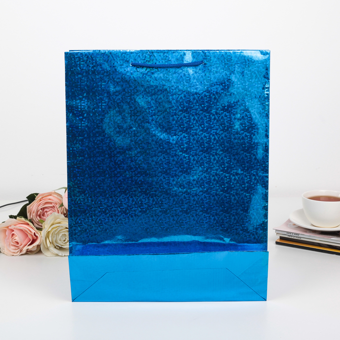 Пакет голография, цвет синий, рисунок МИКС, 29 х 38 х 9 см