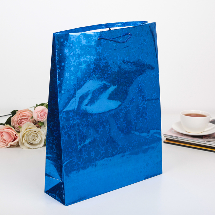 Пакет голография, цвет синий, рисунок МИКС, 29 х 38 х 9 см