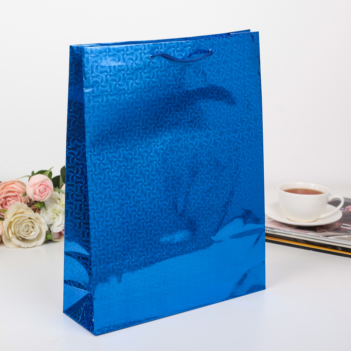 Пакет голография, цвет синий, рисунок МИКС, 29 х 38 х 9 см