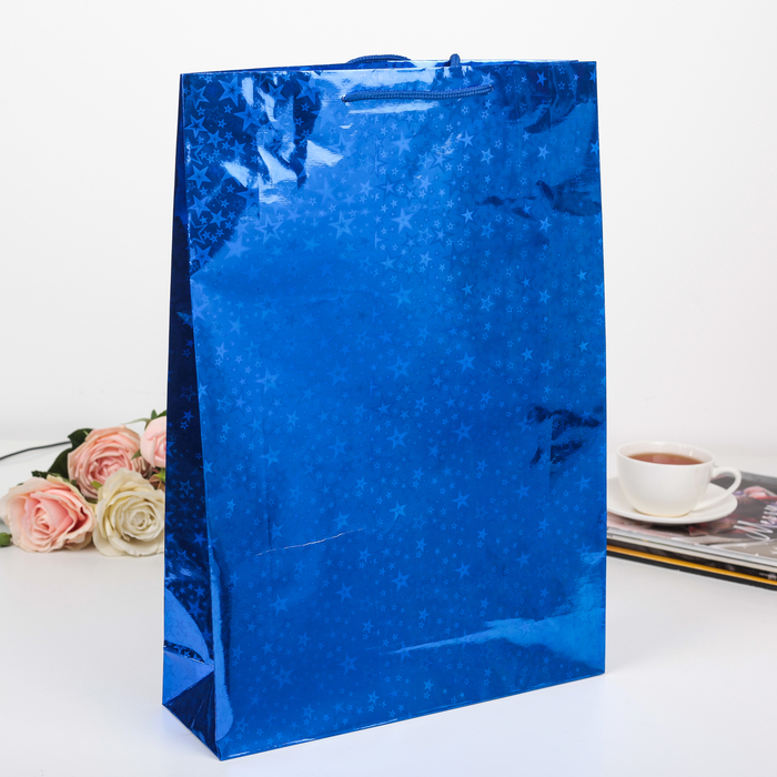 Пакет голография, цвет синий, рисунок МИКС, 32 х 45 х 9 см