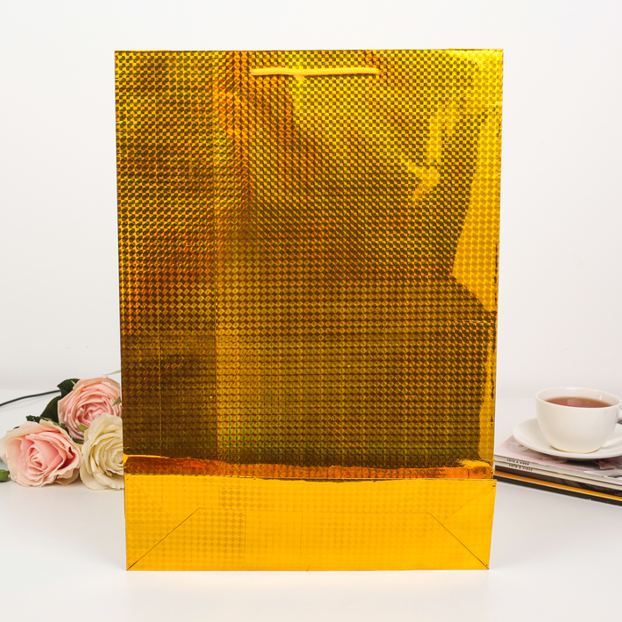 Пакет голография, цвет жёлтый, рисунок МИКС, 32 х 45 х 9 см