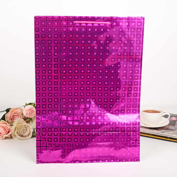 Пакет голография, цвет сиреневый, рисунок МИКС, 32 х 45 х 9 см