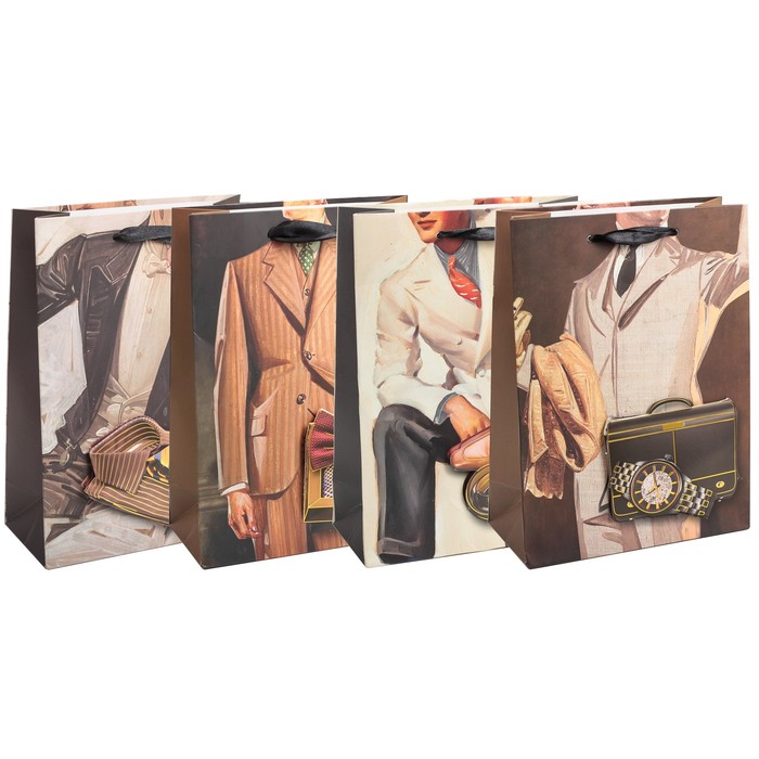 Пакет подарочный "Денди", люкс, МИКС, 18 х 8 х 24 см