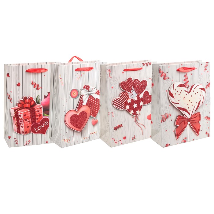 Пакет подарочный "С любовью", люкс, МИКС, 18 х 8 х 24 см