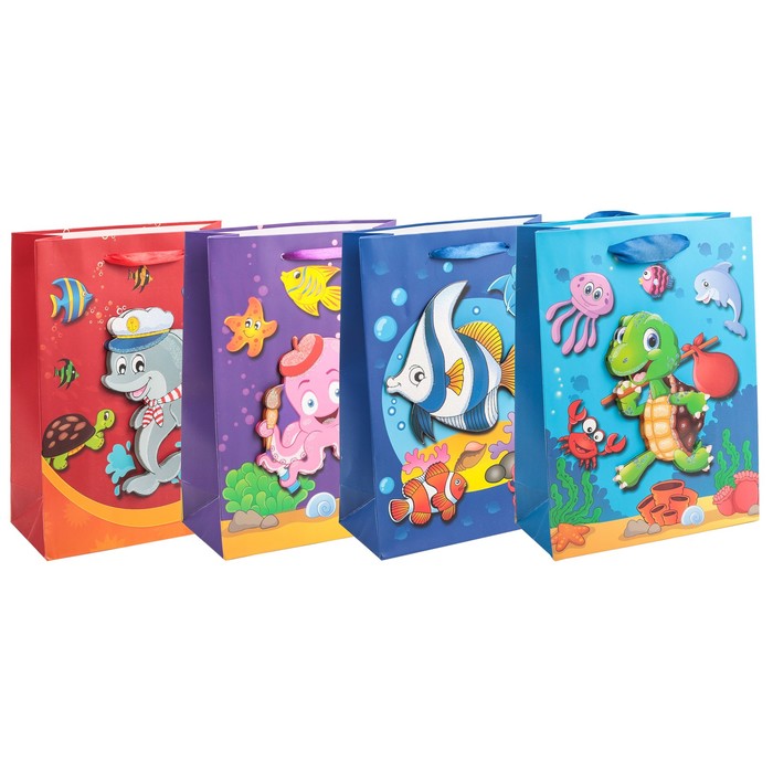 Пакет подарочный "Подводный мир", люкс, МИКС, 30 х 12 х 40 см