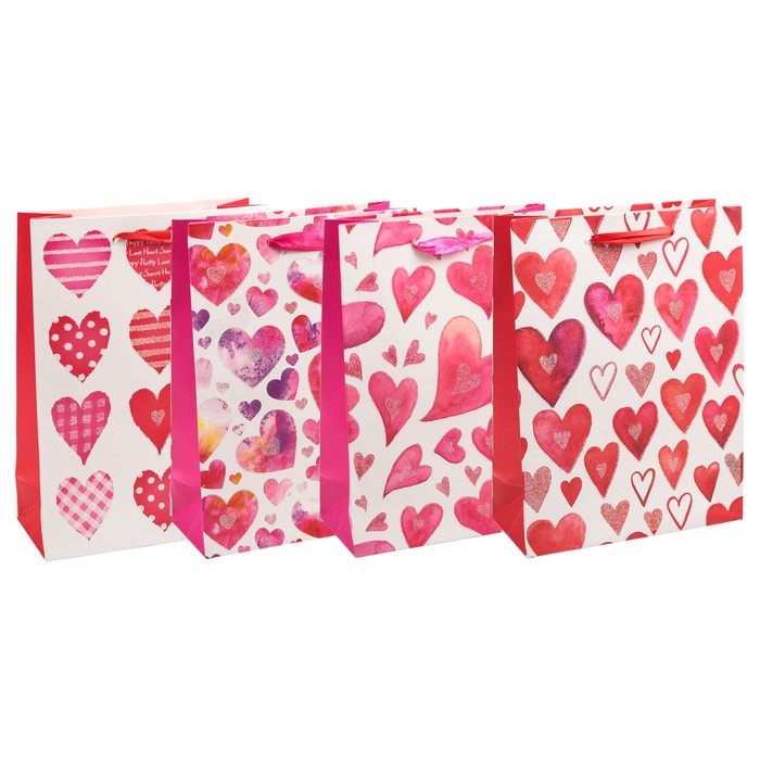 Пакет подарочный "Сердечки", люкс, МИКС, 30 х 12 х 40 см