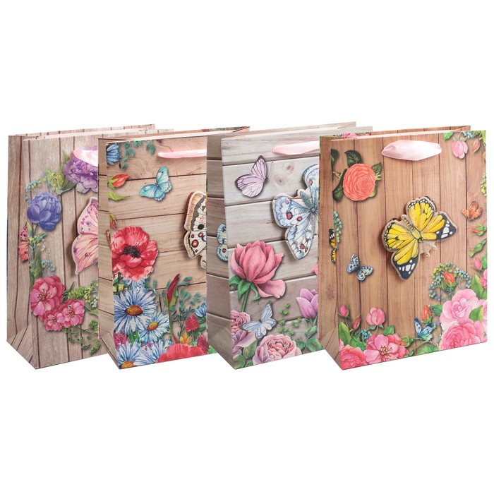 Пакет подарочный "Порхание", люкс, МИКС, 30 х 12 х 40 см