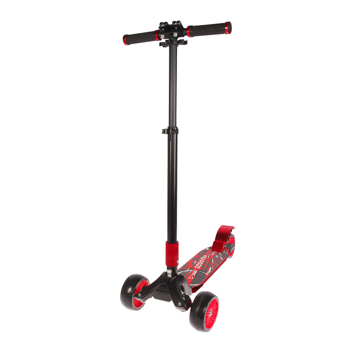 Самокат стальной XZ-3016, колеса PU d=120 см, ABEC 7, амортиатор, цвет черно-красный