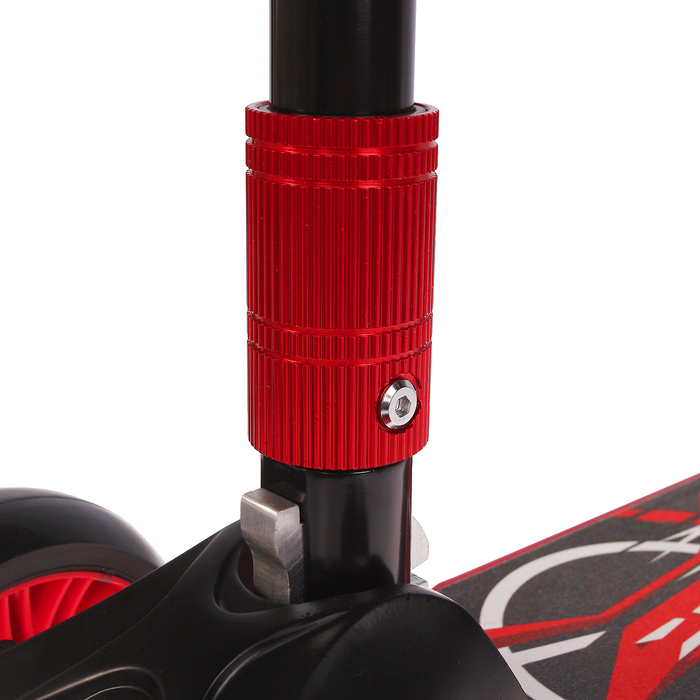 Самокат стальной XZ-3016, колеса PU d=120 см, ABEC 7, амортиатор, цвет черно-красный