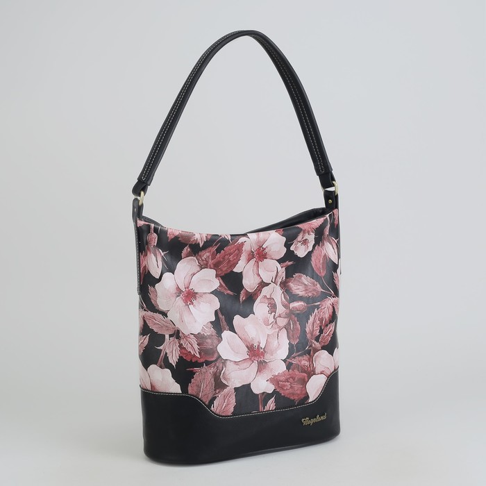 Сумка женская, отдел с перегородкой на молнии, наружный карман, цвет чёрный/розовый