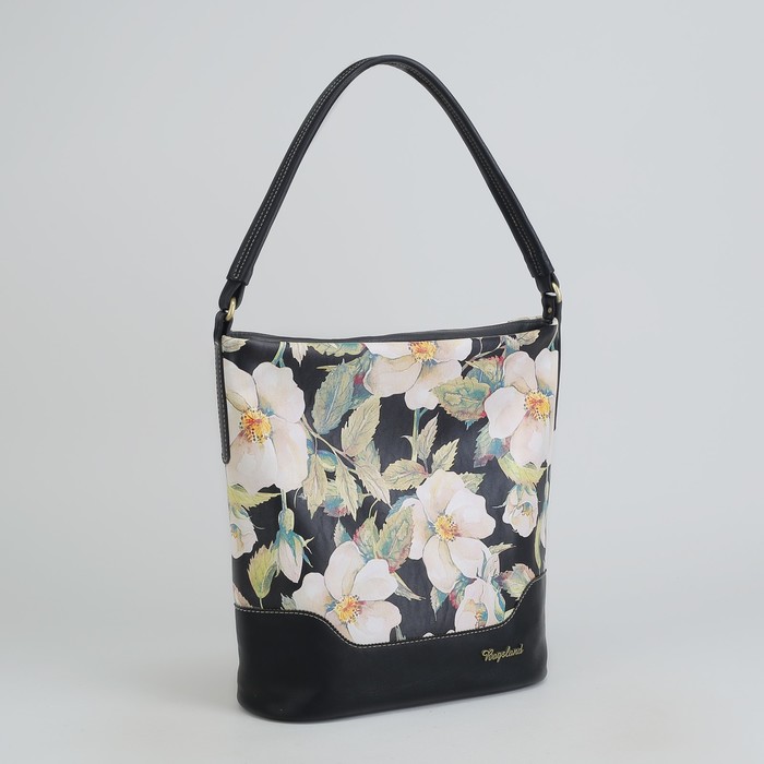 Сумка женская, отдел с перегородкой на молнии, наружный карман, цвет чёрный/бежевый