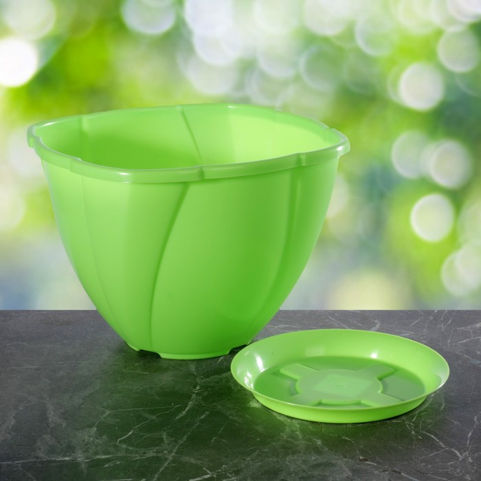 Кашпо 6 л Gloria с поддоном, цвет салатный